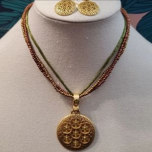 Gold Premier Design Necklace and Earrings Set
